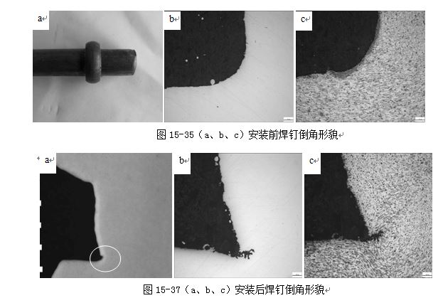 圖15-37（a、b、c）安裝后焊釘?shù)菇切蚊? /> 
</p>
<p style=